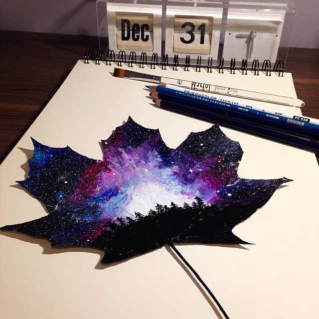 Self-Taught Polish Artist Uses Fallen Autumn Leaves As Canvases For Her Paintings