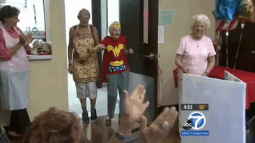 103-Year-Old Celebrates Birthday By Dressing Up As Wonder Woman And Volunteering At Senior Center