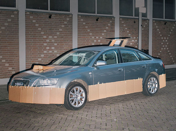 This Guy Walks Around At Night Pimping Random People's Cars With Cardboard