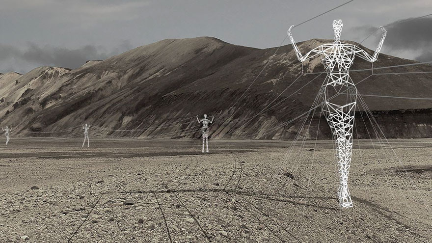 Architects Turn Iceland’s Boring Electricity Pylons Into Giant Human Statues