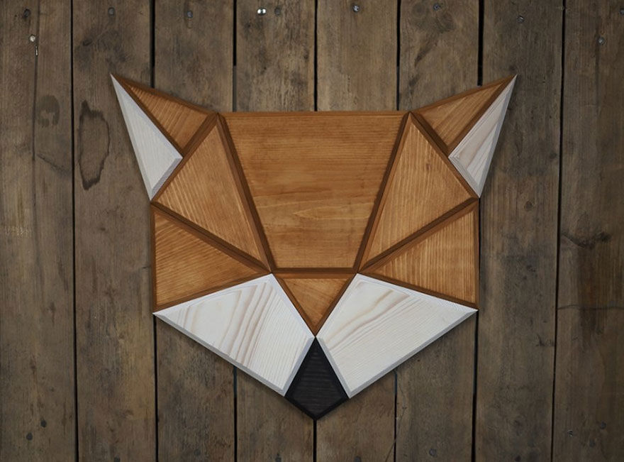 Geometric Fox Head Wall Decor