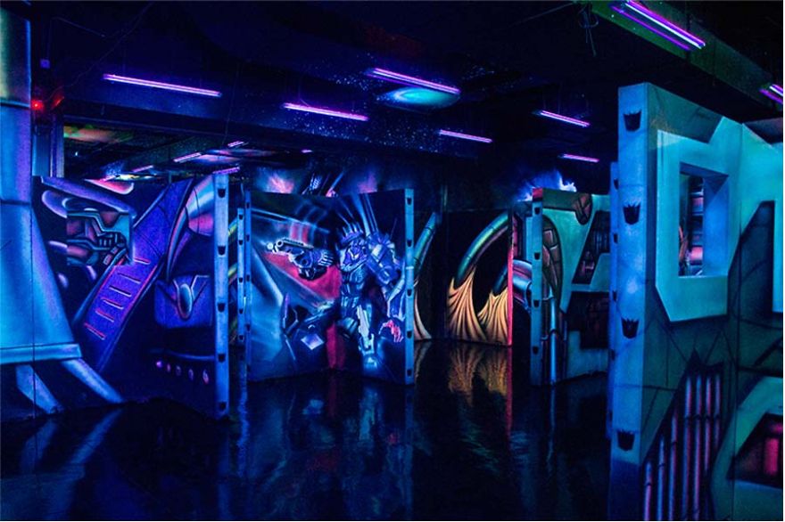 I Made This Cybertron Themed Blacklight Painting For A Laser Tag Arena In Shanghai, China.