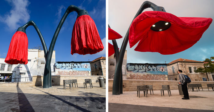 These Flower Lamps Bloom When People Stand Under Them