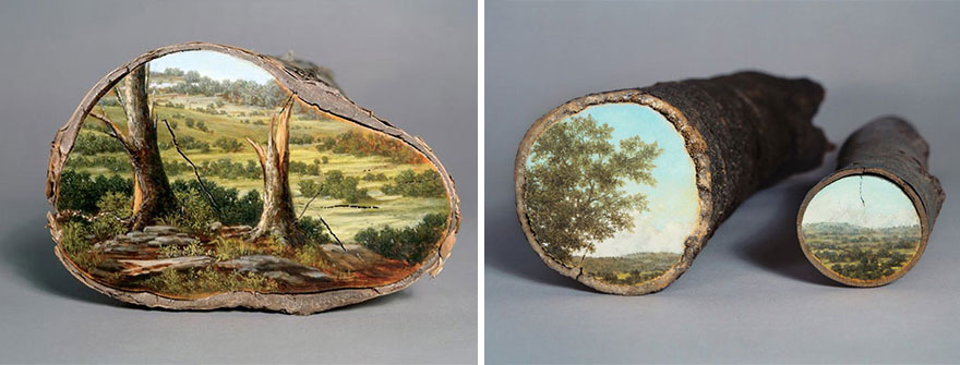 Landscapes Painted On Fallen Tree Logs Tell Us Not To Take Nature For Granted