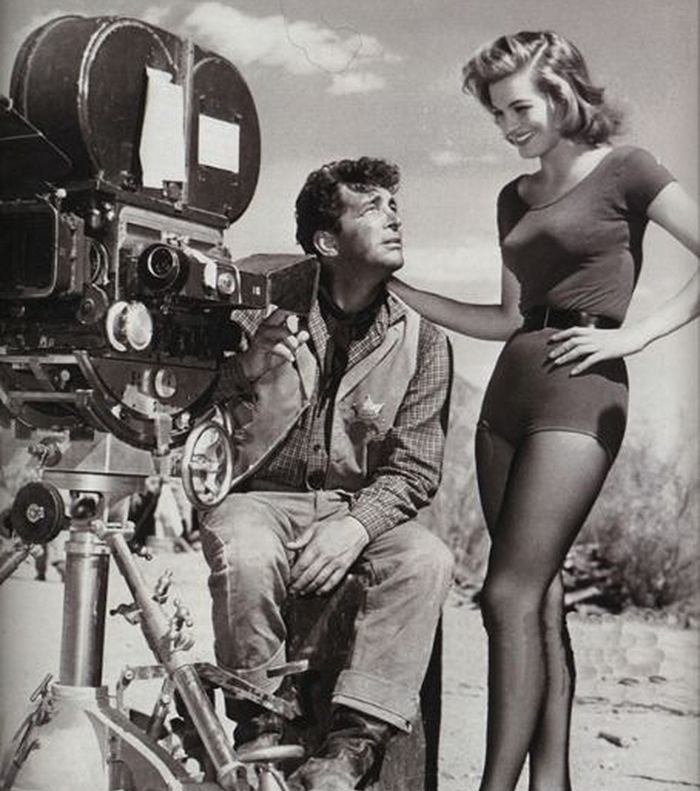 Actors Dean Martin And Angie Dickinson on the set of Rio Bravo (1959)