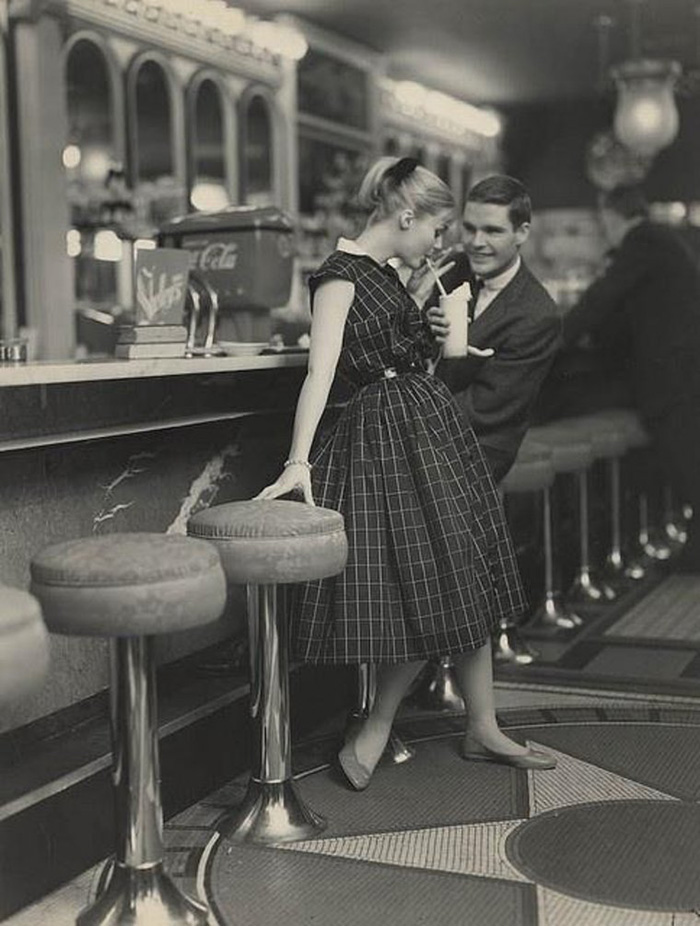 Teenagers On A Date In The 1950s