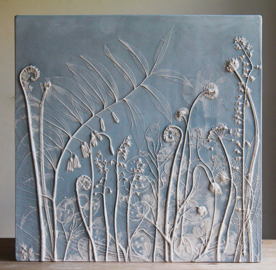 Artist Creates Flower Fossils By Casting Plants In Plaster