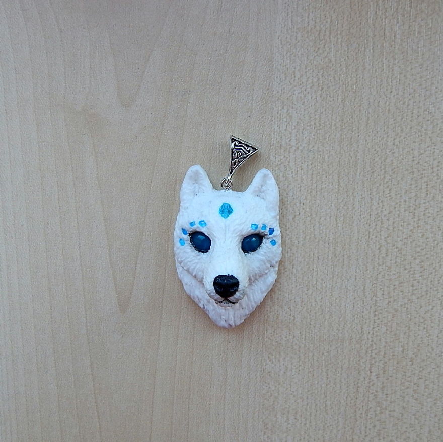 Spirit Wolf, White Wolf Pendant