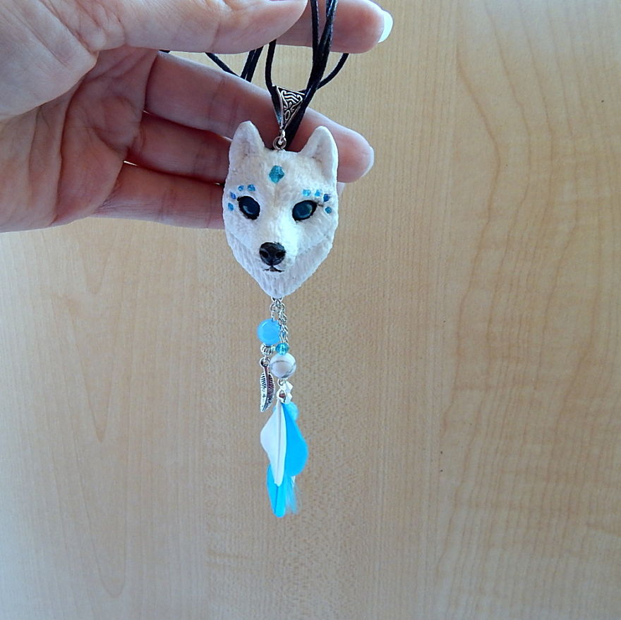 Spirit Wolf, White Wolf Pendant