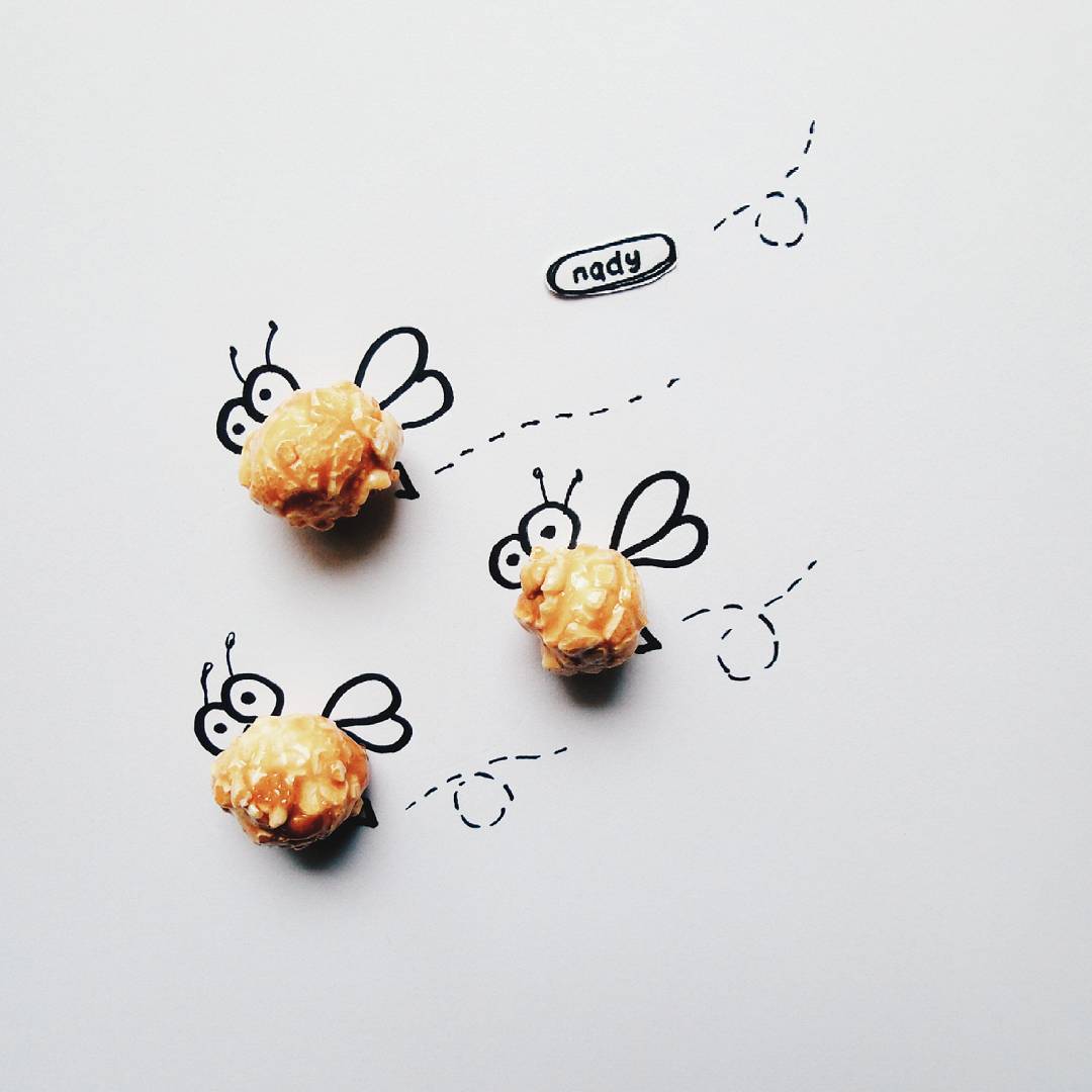 Illustrator Uses Childhood Sweets And Snacks To Complete Her Drawings