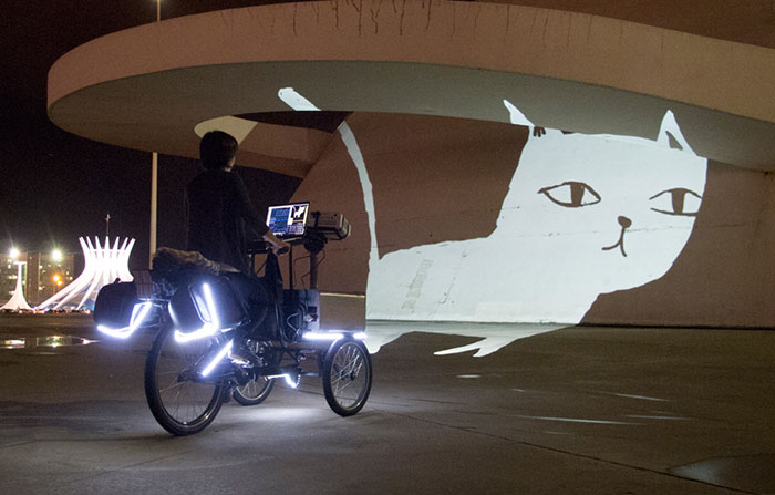We Create Animated Street Art By Riding Tricycles With Projectors