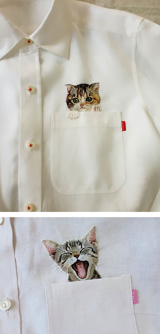 Embroidered Cat Shirts
