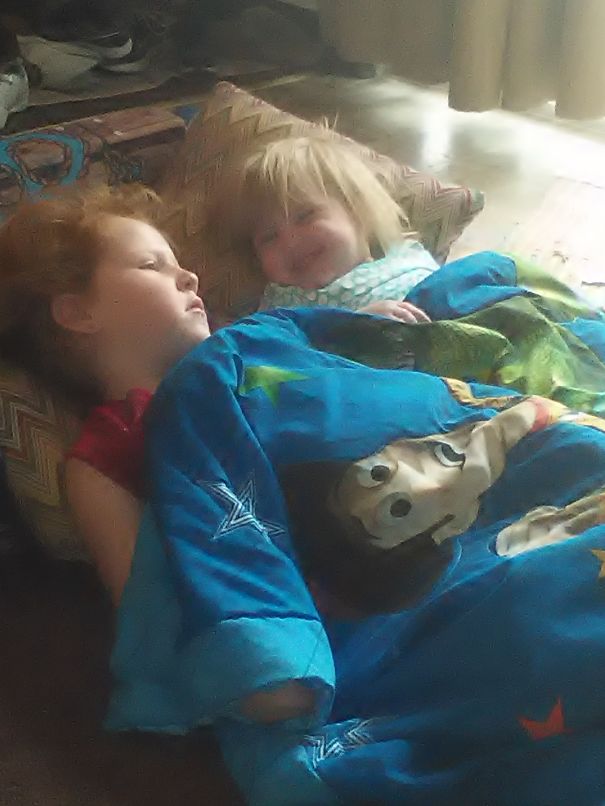 My 3 Year Old Niece And Her Silly Adorable 1 Year Old Sister Cuddling ;)