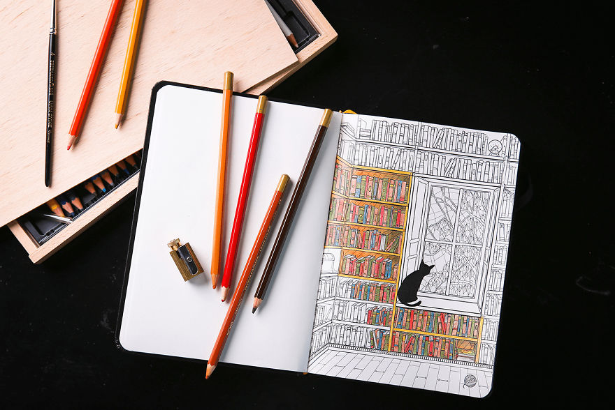 Coloring Notebook With Beautiful Coloring Pages Helps Adults Relax