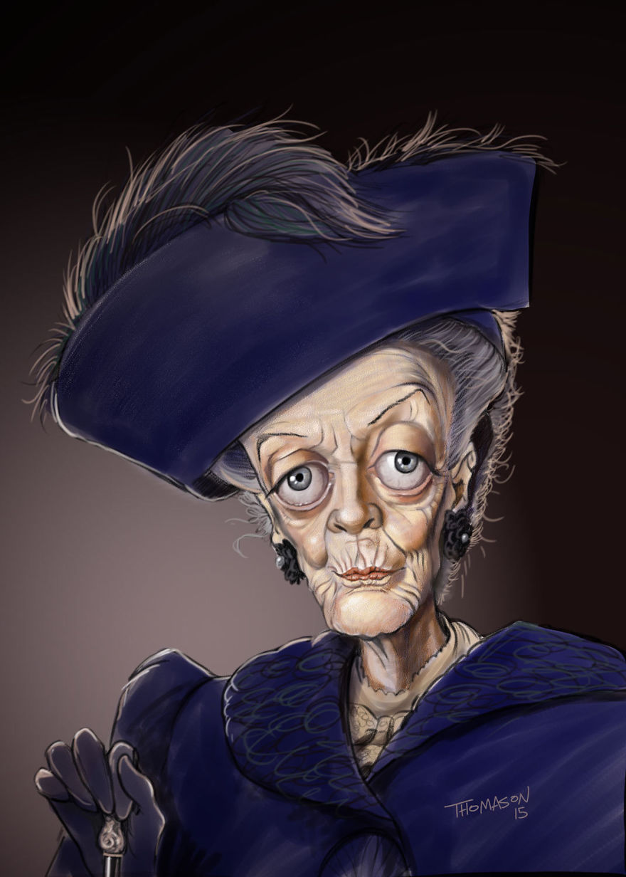 A Caricature Of Maggie Smith As The Dowager Countess