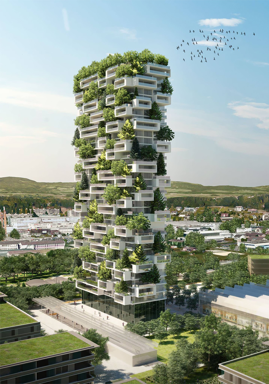384ft-Tall Apartment Tower To Be World's First Building Covered In Evergreen Trees