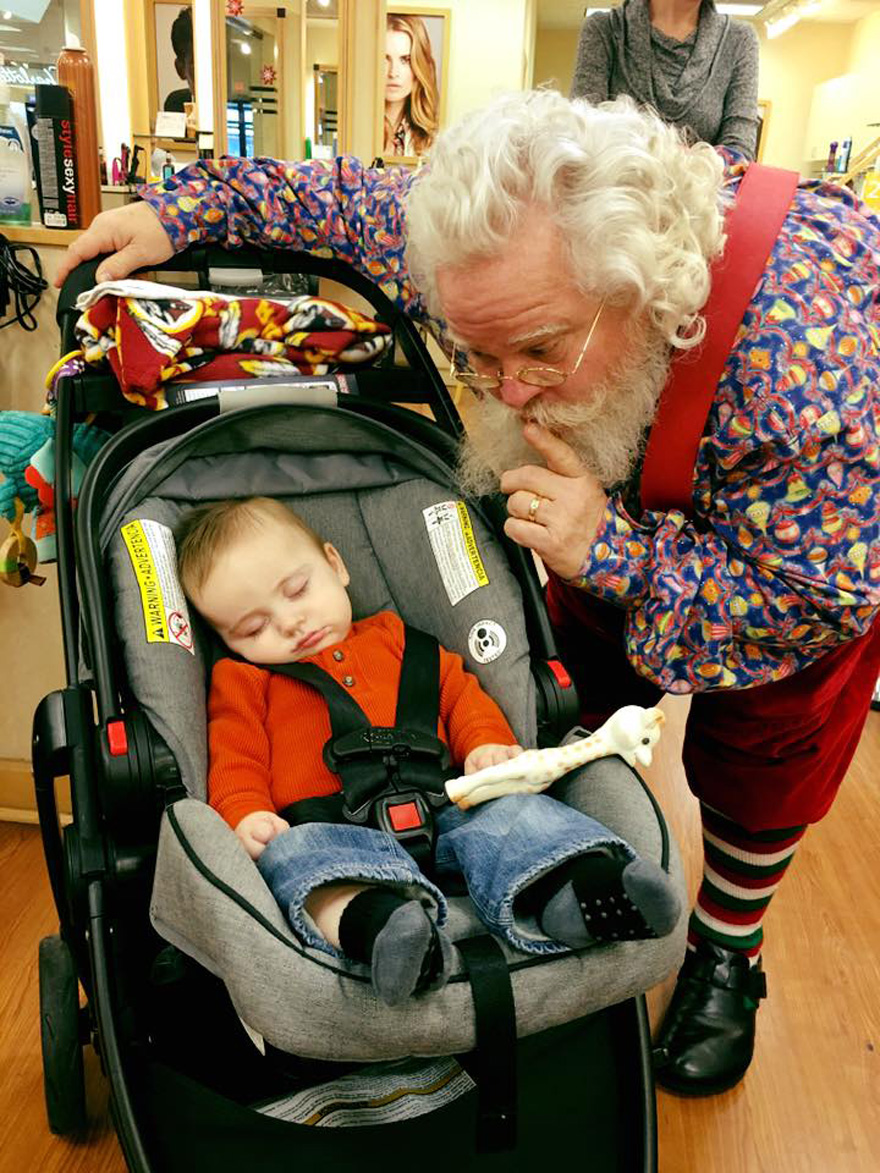 Baby Falls Asleep While Waiting In Line To See Santa; Santa Tells Parents Not To Wake Him