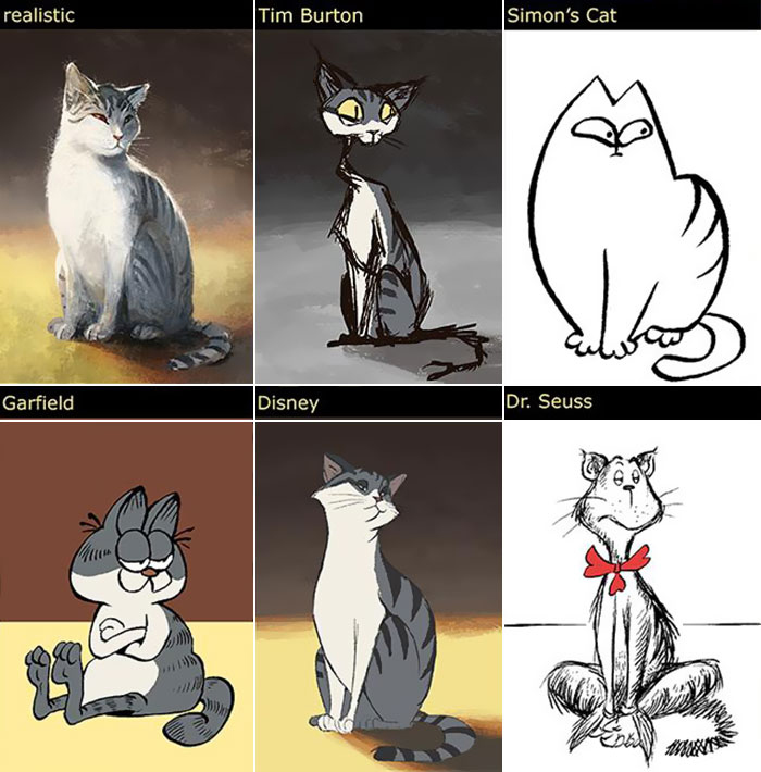 Artist Draws Her Cat In 12 Different Styles From Disney To Tim Burton
