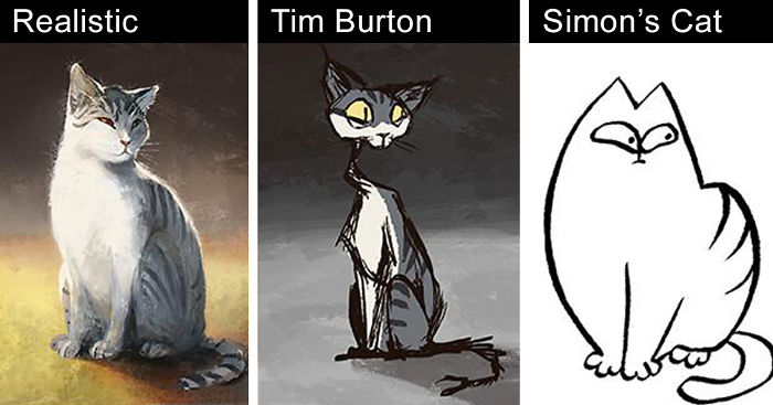 Artist Draws Her Cat In 12 Different Styles From Disney To Tim Burton |  Bored Panda