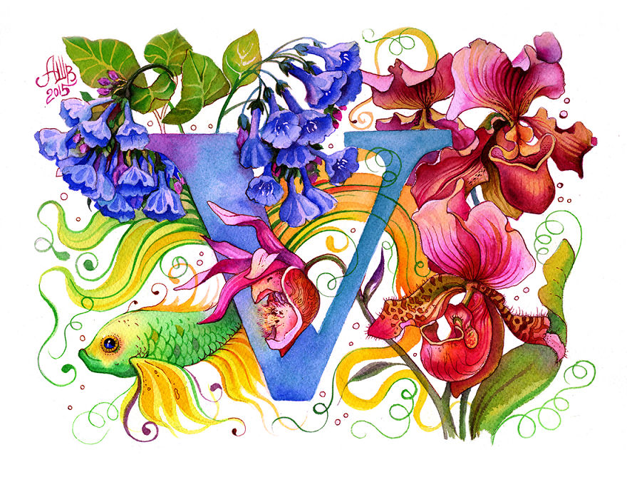 Flower Alphabet That I Drew For My 1-Year-Old Son