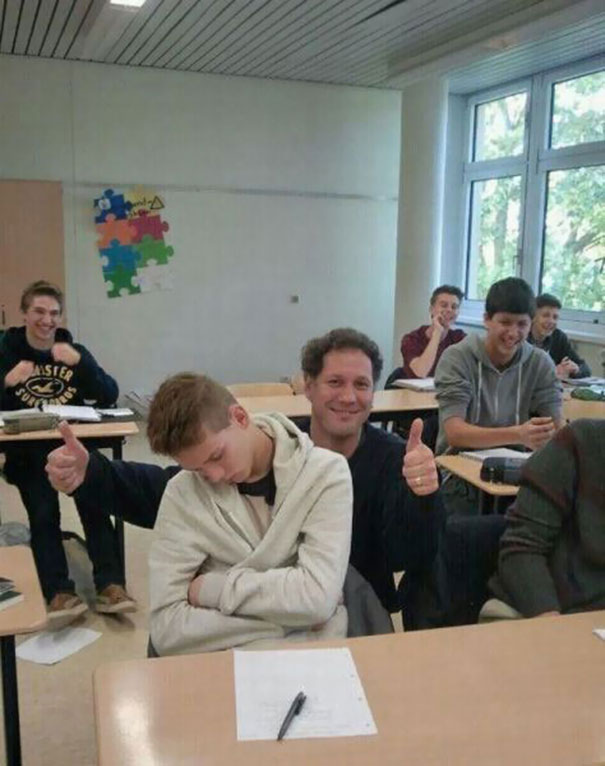 Student Falls Asleep In Class, So Teacher Takes A Photo With Him