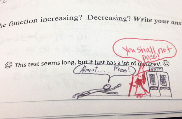 Friend Of Mine's Math Teacher Responds To A Doodle He Drew On His Test