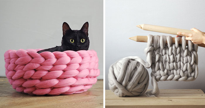 Extremely Chunky Pet Beds Knit By Anna Mo