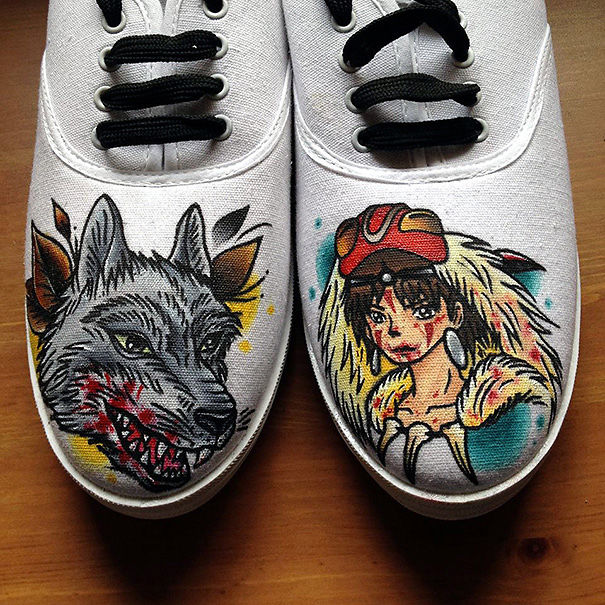 Hand Painted Princess Mononoke Inspired Shoes