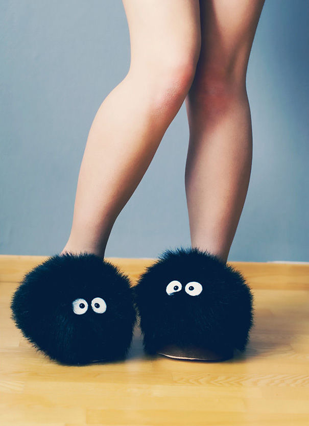 Soot Sprite From My Neighbour Totoro Slippers