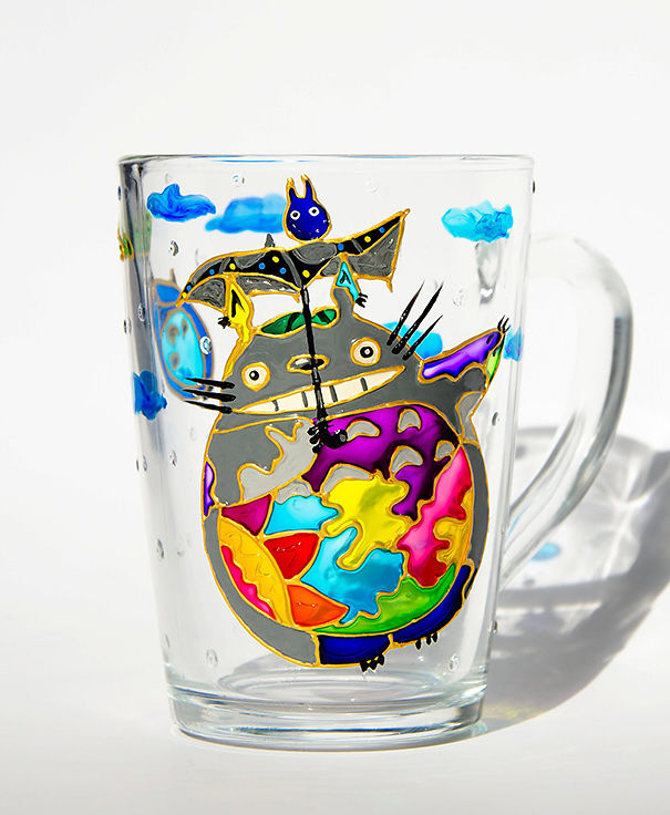 My Neighbor Totoro Cup Painted In Mosaic Style