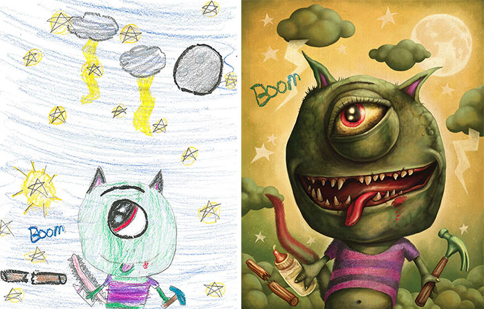 55 Artists Recreate Kids’ Monster Doodles In Their Unique Styles
