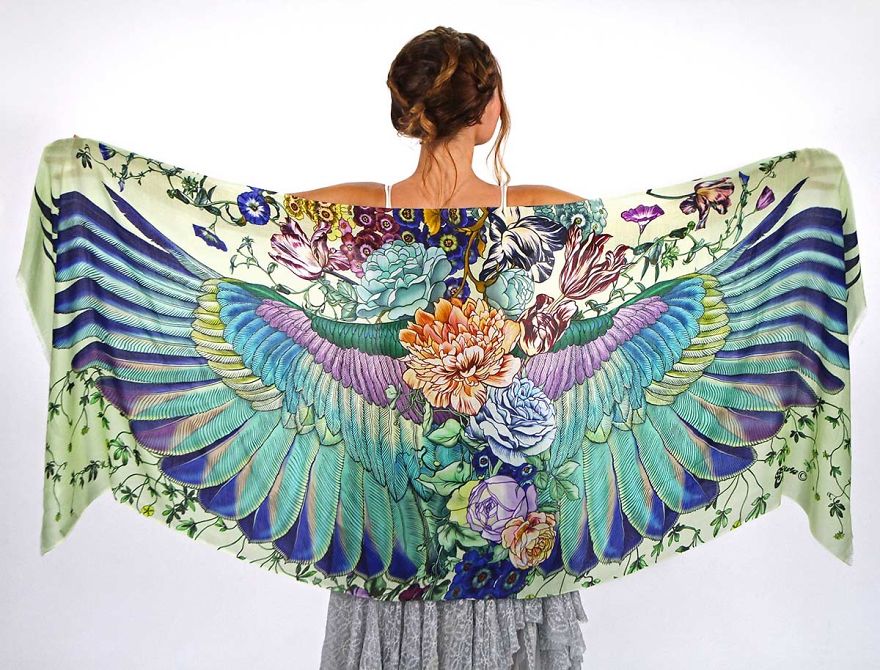 New Hand-Drawn Winged Scarves That Will Turn You Into A Bird