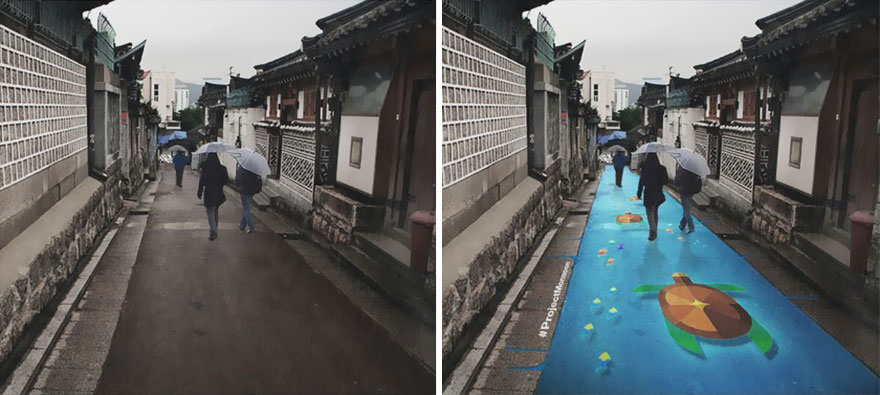 Colorful Murals Appear On Roads Only When It's Raining