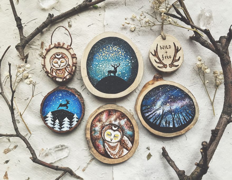 I Quit My Boring Office Job To Start Making Mini Paintings On Recycled Wood