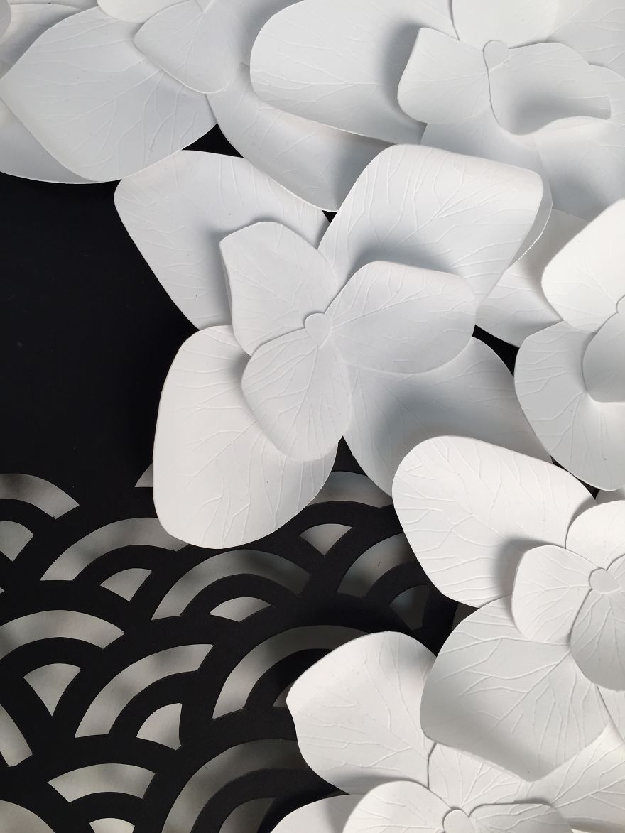 I Hand-Cut A Paper Flower Sculpture And Carved The Faint Veins On Each Petal By Hand