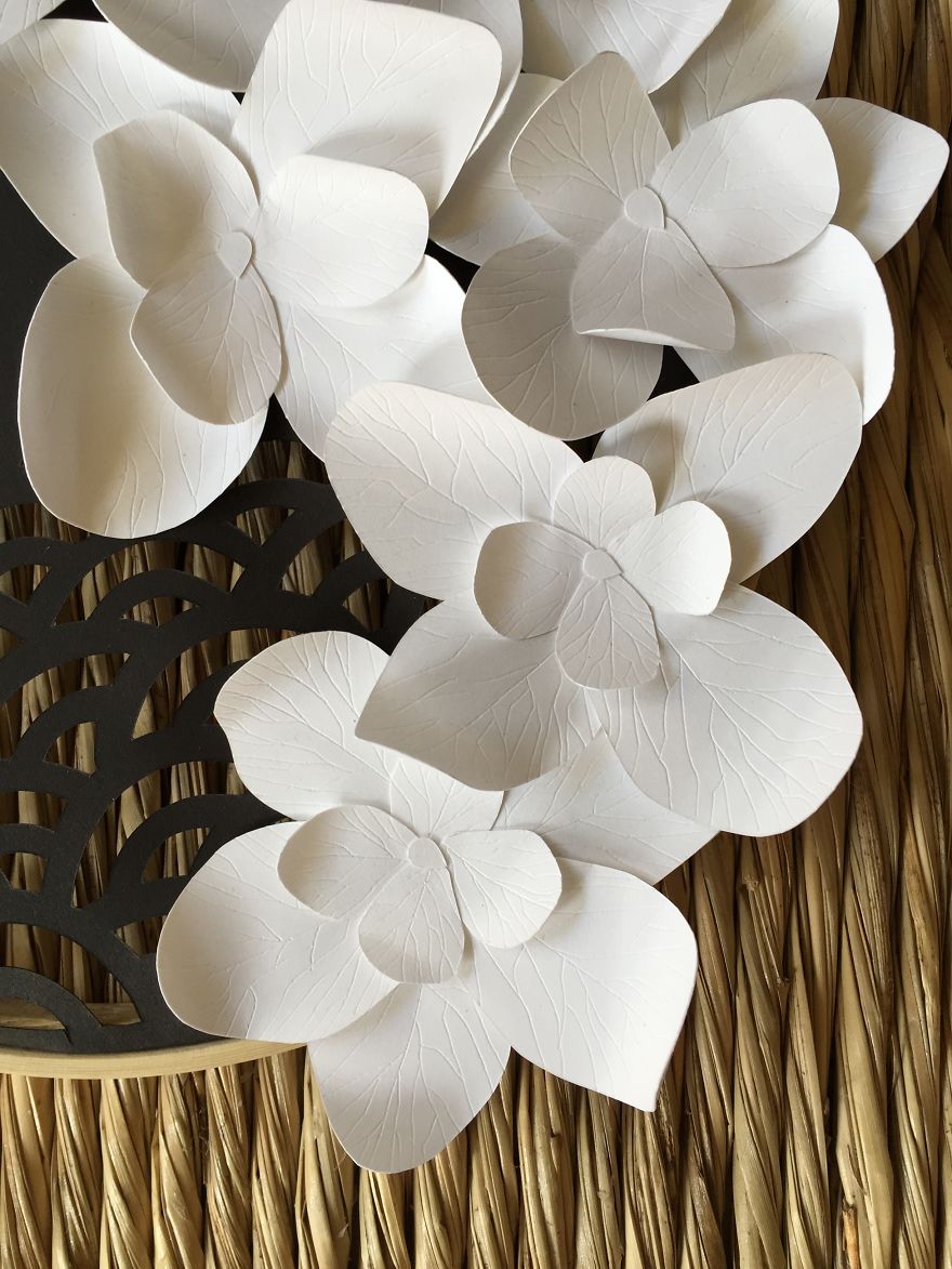 I Hand-Cut A Paper Flower Sculpture And Carved The Faint Veins On Each Petal By Hand