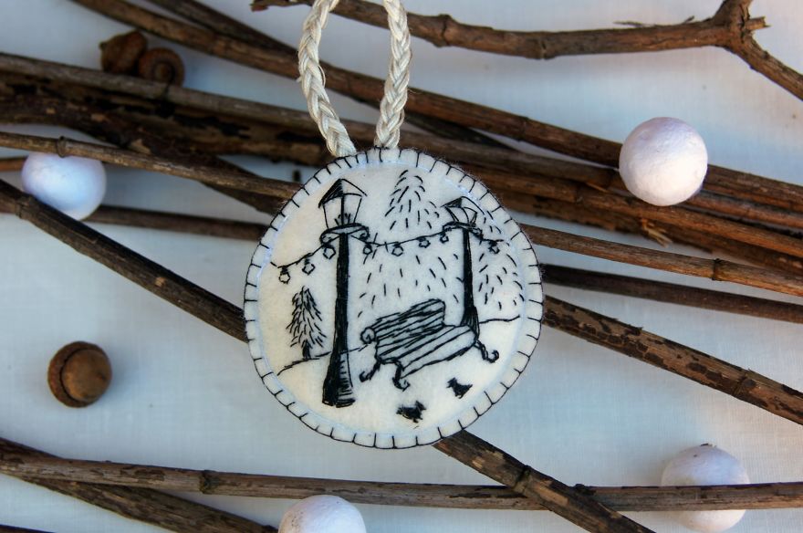 I Make Hand-Embroidered Ornaments That Look Like Sketches