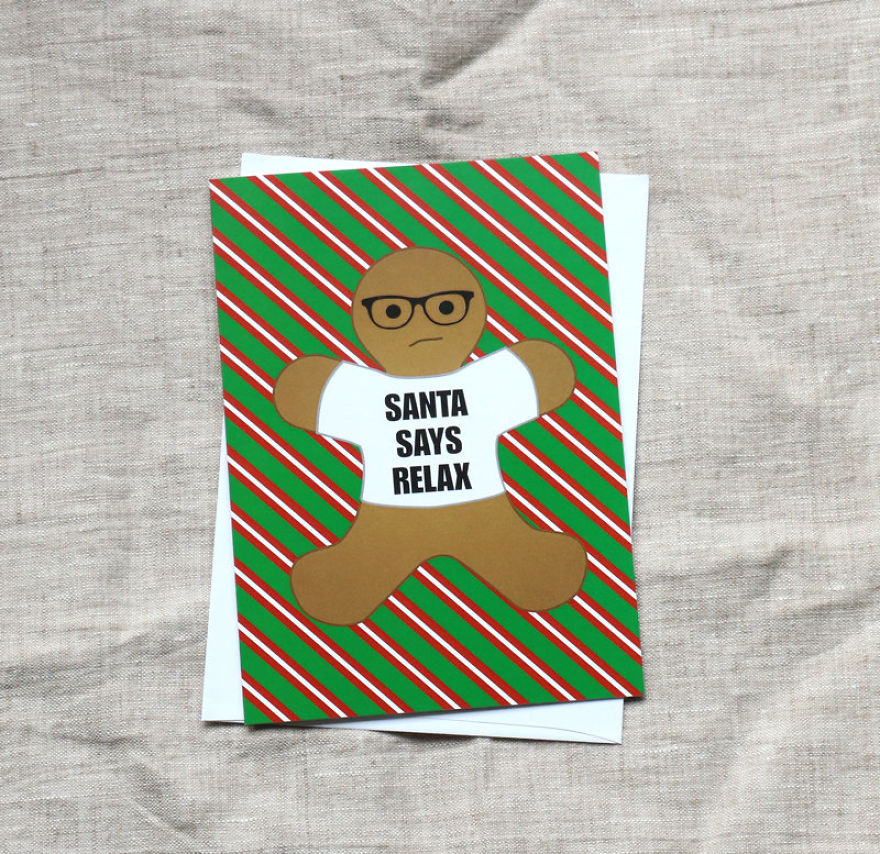 Hipster Gingerbread Man Christmas Card