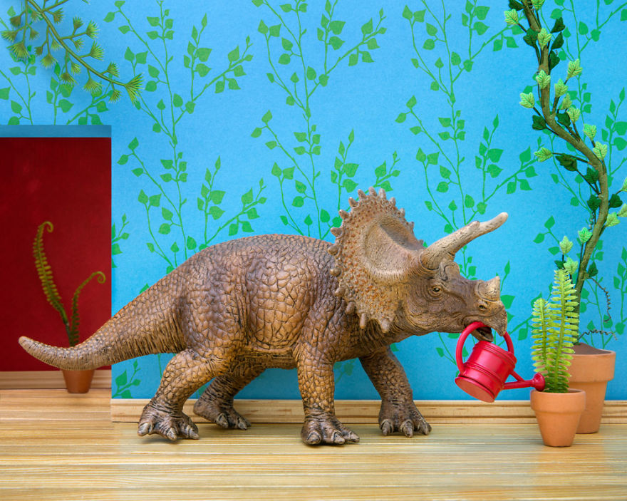 I Teach My Daughter Photography By Creating Domestic Dinosaur Scenes
