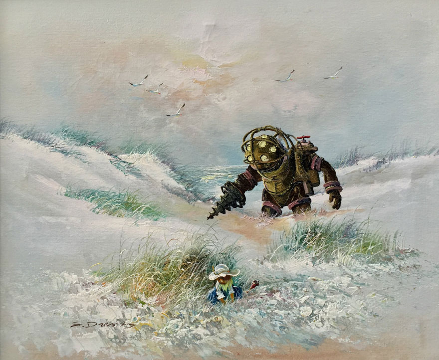 This Guy Inserts Pop Culture Characters Into Old Thrift Store Paintings