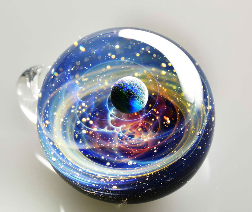 Space Glass: Planets And Galaxies Trapped In Tiny Glass Pendants By Japanese Artist
