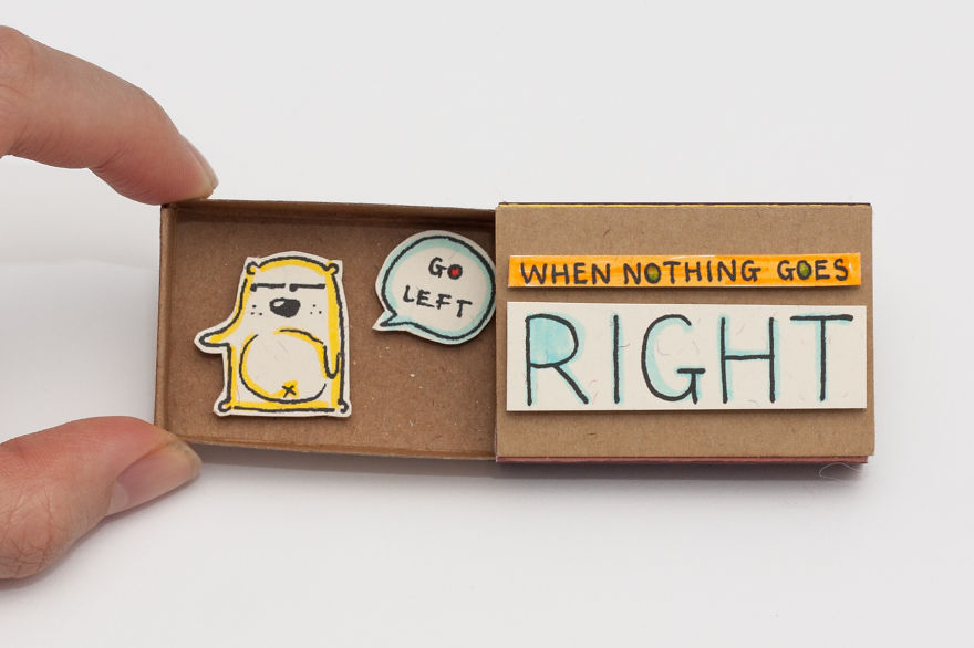When Nothing Goes Right, Go Left Matchbox Card, Funny Cheer-up Card
