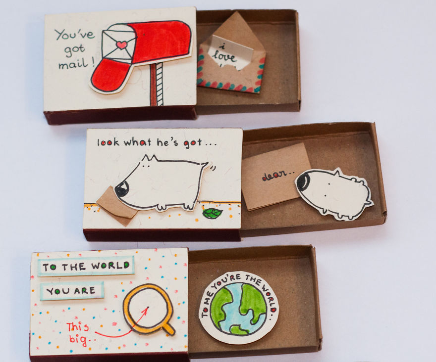 Cute Matchbox Cards, Love Card Handmade Unique Gifts