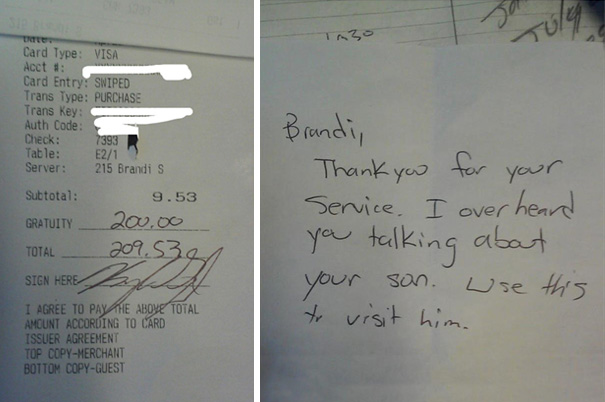 This Customer Who Tipped A Waitress $200 On A $9.00 Meal After He Overheard Her Talking Quietly To A Coworker About Missing Her Son
