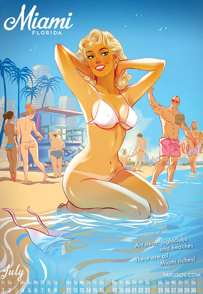 American Pin-Up 2016 Calendar Inspired By The Places I Visited In USA