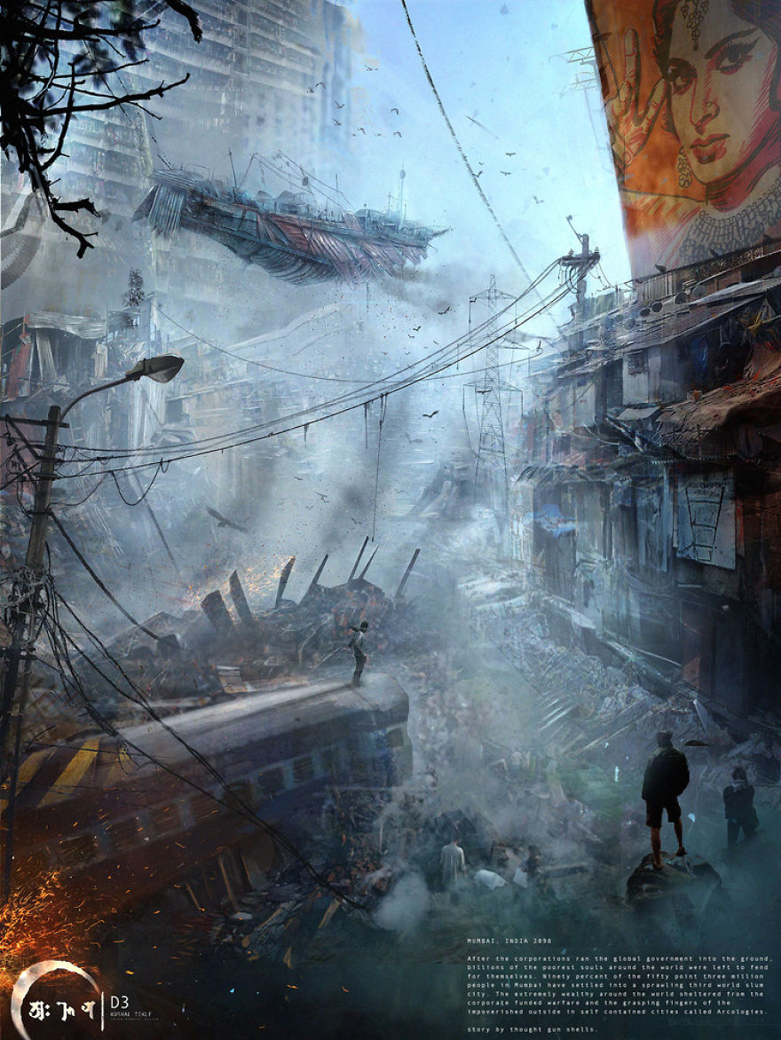Artist Creates A Terrifying Story And Concept Art For Post Apocalyptic Mumbai In The Year 2098