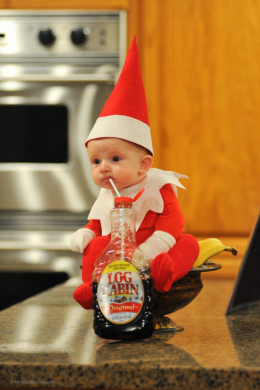 Dad-Of-Six Turns His Baby Into Adorable Elf On The Shelf