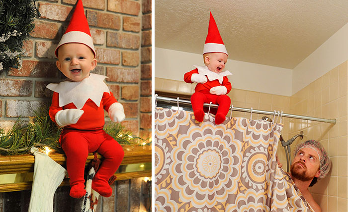 Dad-Of-Six Turns His Baby Into Adorable Elf On The Shelf