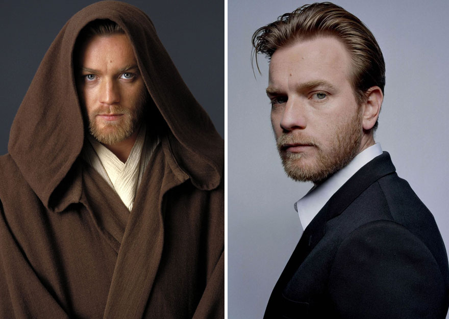 Ewan Mcgregor As Young Obi-Wan Kenobi, 2005 And 2015