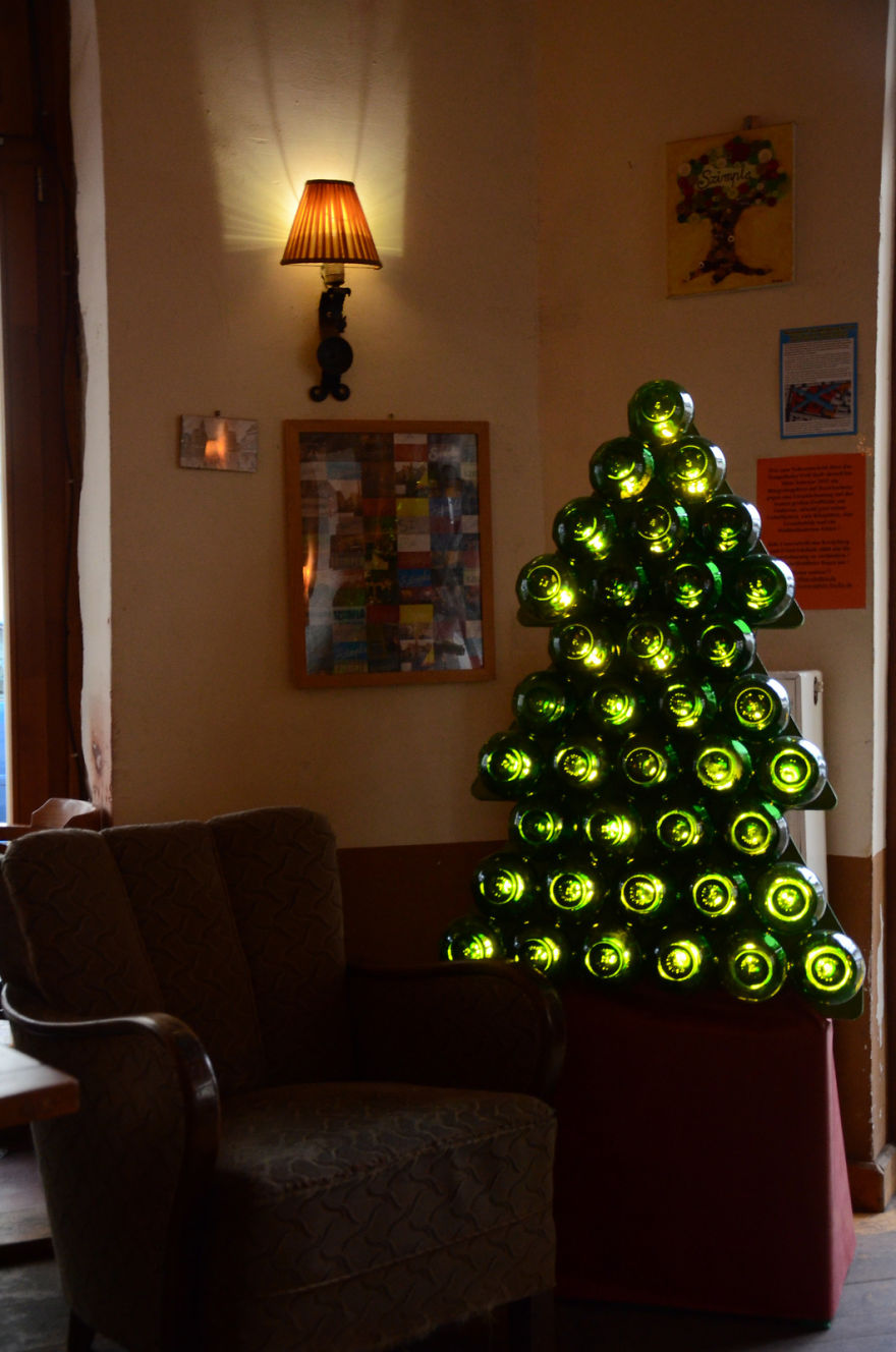 Christmas Tree Made Of Empty Bottles